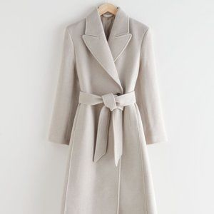 & Other Stories Belted Fitted Recycled Wool Coat, size 8, nwt